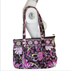 VINTAGE Vera Bradley Retired Purple Punch Shoulder Bag in Brown & Pink
